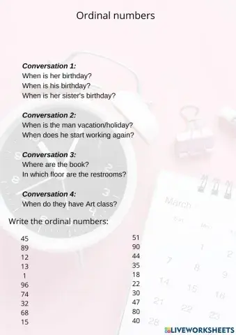 Ordinal numbers and dates