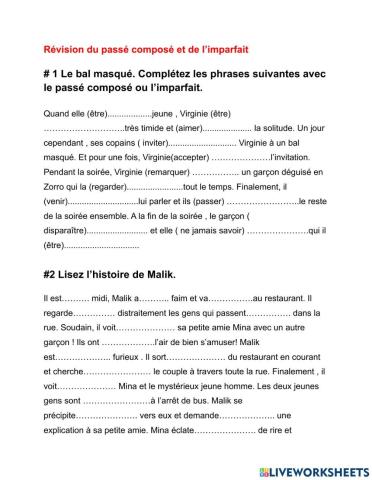 Le passé composé et l'imparfait