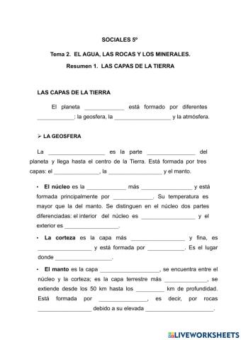 Las capas de la Tierra