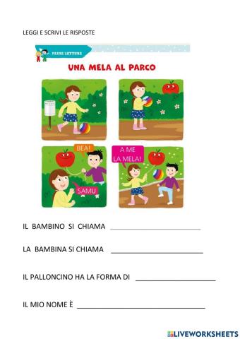 Lettura -Una mela al parco-