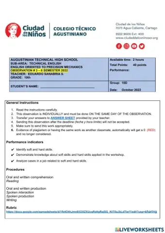 Observation 3 - ENGLISH ORIENTED TO PRECISION MECHANICS - II SEMESTER 2022