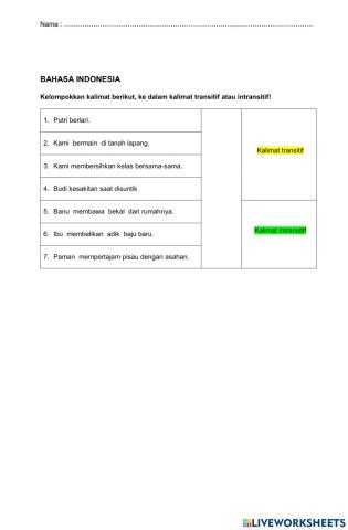 Transitif Intransitif