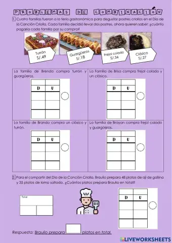 Problemas de combinación con sumas con canje o llevando