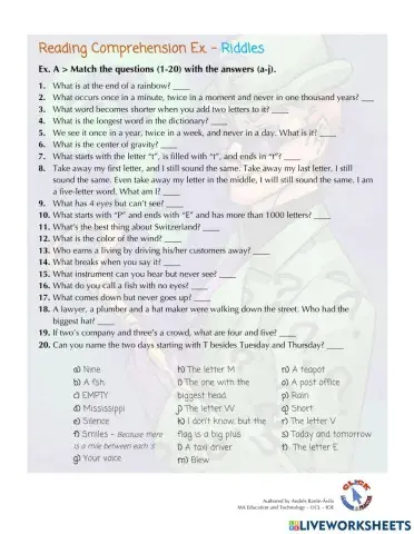 Reading Ex. - Riddles