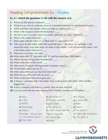 Reading Ex. - Riddles