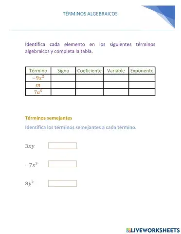 Elementos de términos algebraicos