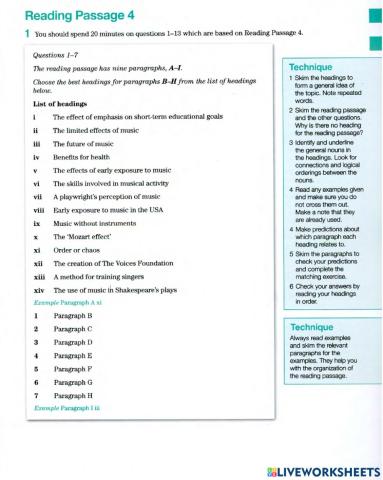 Reading Ex. - Headings (IELTS)
