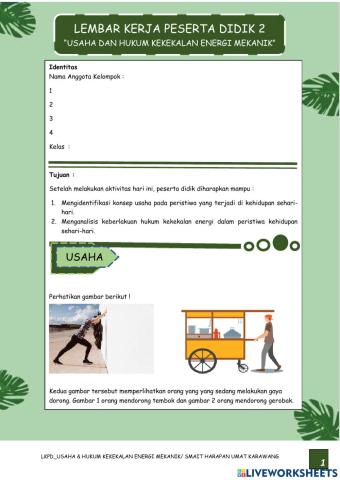 Usaha dan Hukum Kekekalan Energi