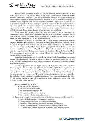 Post Test Bahasa Inggris 4