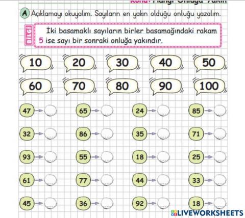 Onluğa Yuvarlama(2. Sınıf)