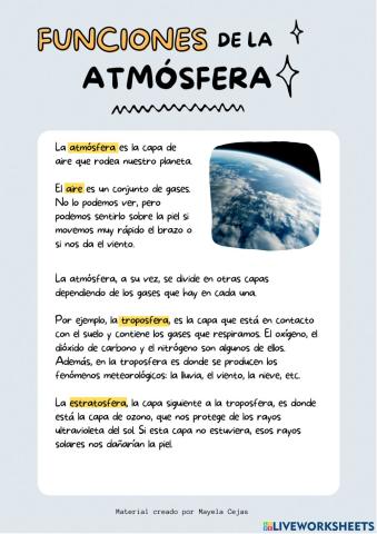 Funciones de la atmósfera primaria