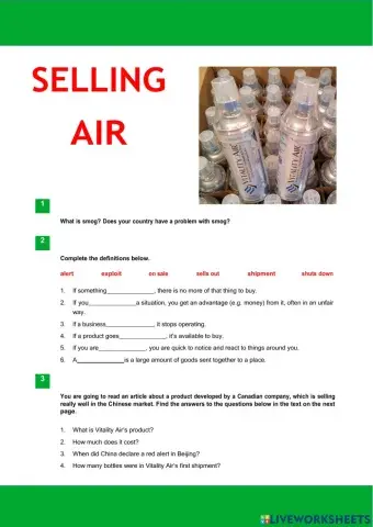 Selling air reading & grammar 1