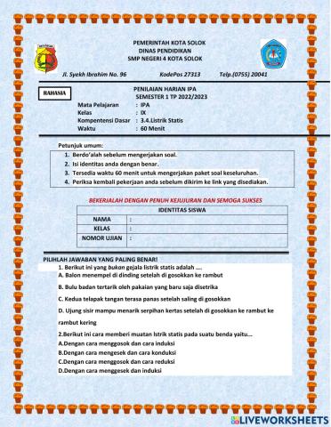 Penilaian harian ipa 4