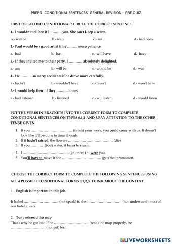 Conditionals pre-quiz
