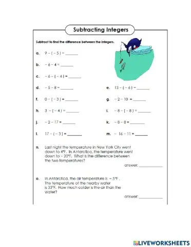 Subtracting integers