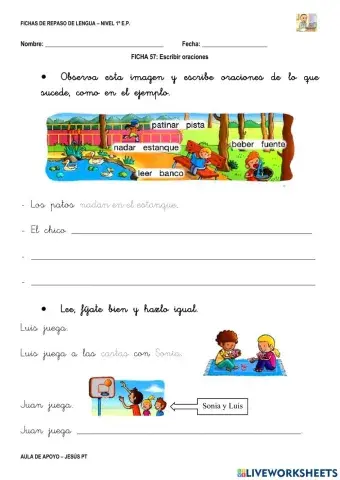Ficha Lengua 57-1EP-Escribir oraciones