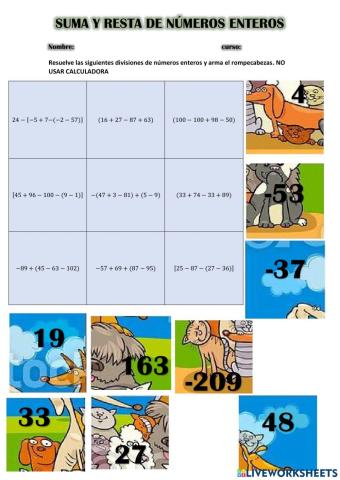 Suma y resta de numeros enteros