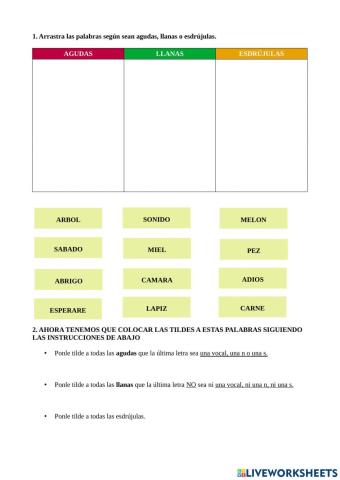 Agudas, llanas y esdrújulas