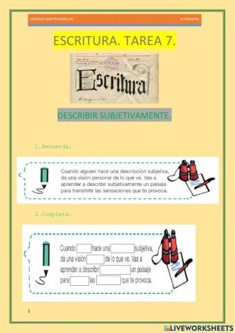 Escritura. Tarea 7. 6º.