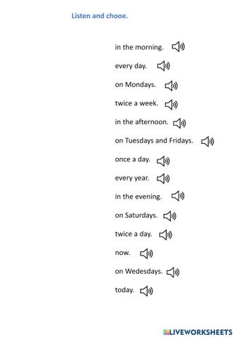 5º frequency. Listen and choose activities