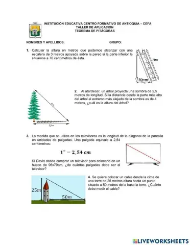Ejercicios Teorema de Pitágoras