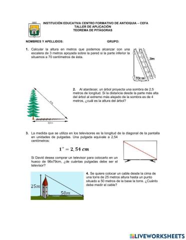 Ejercicios Teorema de Pitágoras