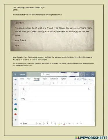 CLB 5 Writing Assessment Formal Email