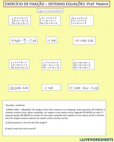 Sistemas de Equações