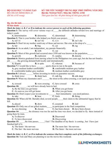 Đề TN số 22- 2022