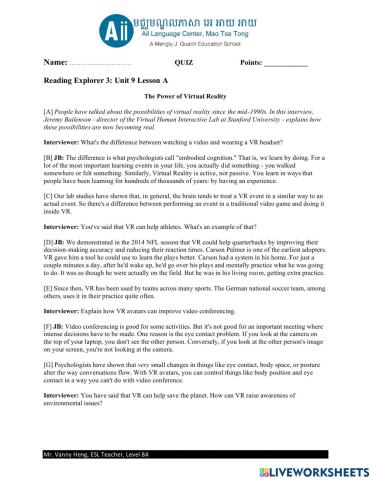 REX3-Unit9A -Level8A-Quiz