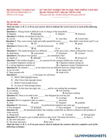 Đề TN số 23- 2022