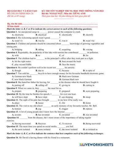 Đề TN số 26- 2022