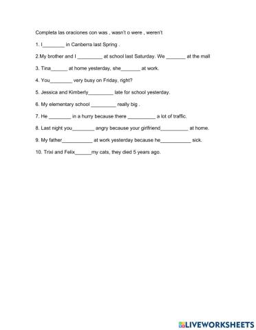 Simple past: was -were