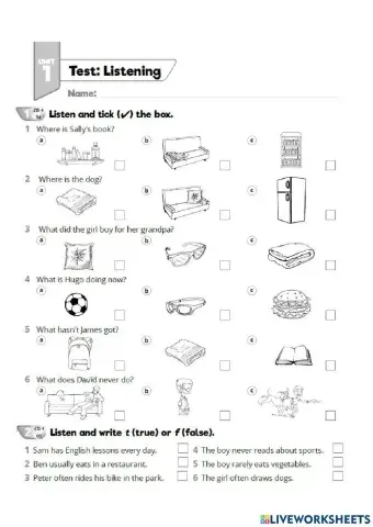 Quick Minds 4. Unit 1. Come to my house. Test