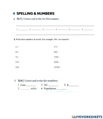 Spelling and Numbers