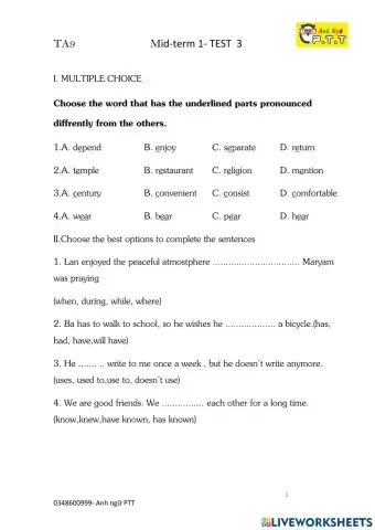 Ta9- mid term s1 test 3- 2022