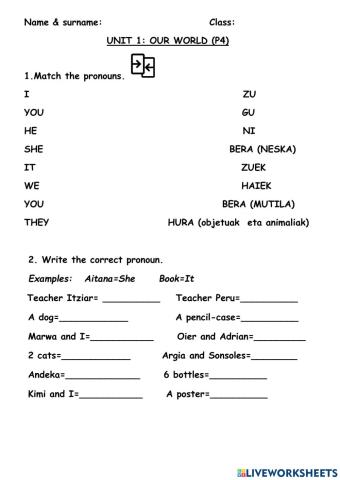 U1 pronouns and possessives