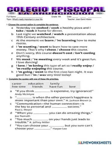 What’s really important in your life