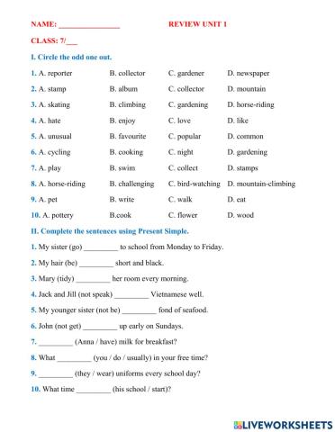 English 7 global- unit 1.1