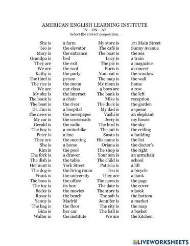 11 Prepositions IN ON AT