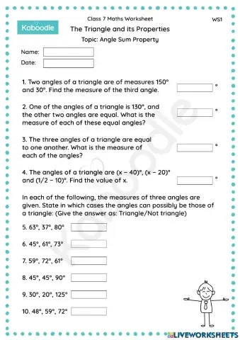 Triangle and its Properties (Angle sum property)