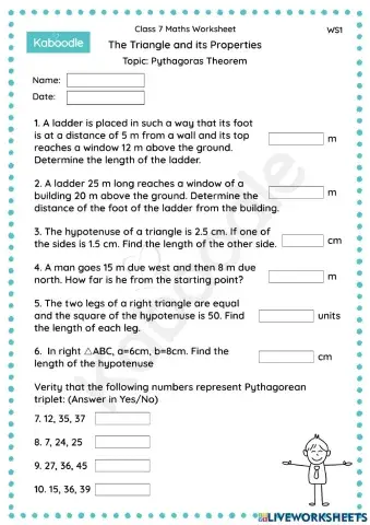 Triangle and its Properties (Pythagoras Theorem)