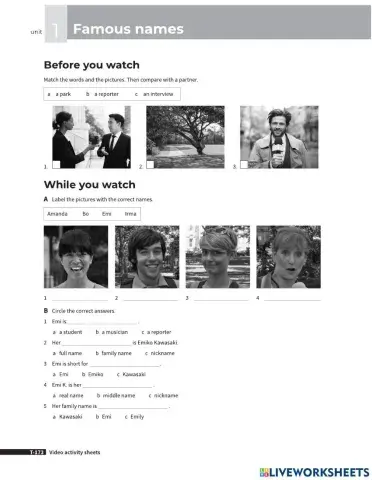 Four Corners 2nd Ed - Level 1 - Unit 1 Video