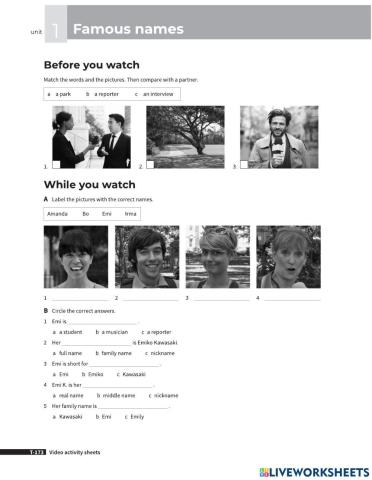 Four Corners 2nd Ed - Level 1 - Unit 1 Video