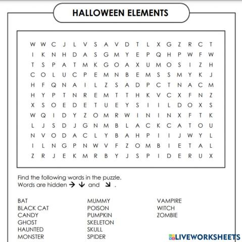 Halloween wordsearch