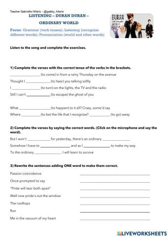 Listening - Duran Duran - Ordinary World