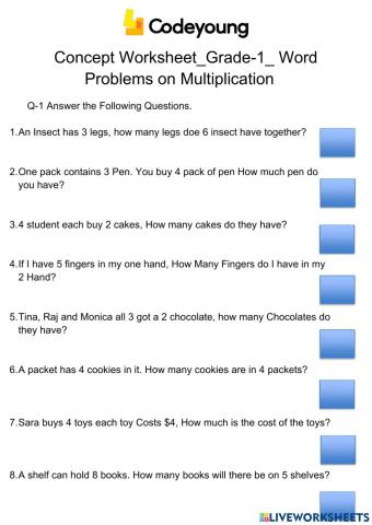 Word Problems on Multiplication-HW