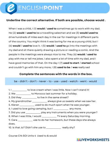 Used to & Would - Speakout Intermediate