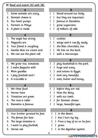 Connect 4. Worksheet 4