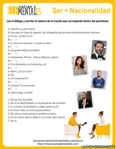 Verbo ser + nacionalidades ELE - Diálogo